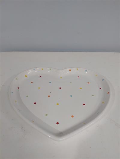 Bandeja Coração/G Branco Poá 3Cm Alt 24Cm Larg X 27Cm Comp - BB Festas Aluguel 