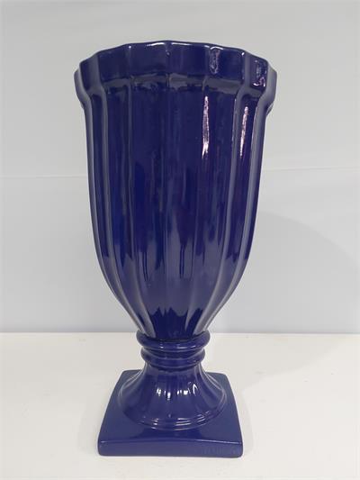 Vaso Taça Canelado G Azul Royal 31Cm X 17Cm - BB Festas Aluguel 