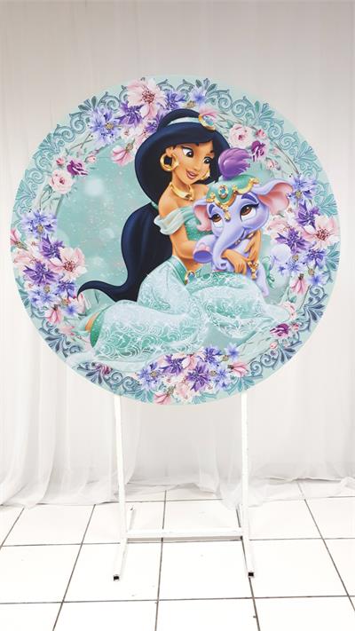 Painel Sublimado Redondo Jasmine 1,30Cm - BB Festas Aluguel 