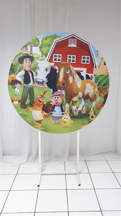 Painel Sublimado Redondo Fazenda Do Zenon  1,30Cm - BB Festas Aluguel 