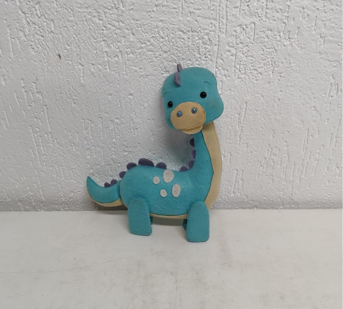 Feltro Dinossauro Branquiossauro Azul - BB Festas Aluguel 