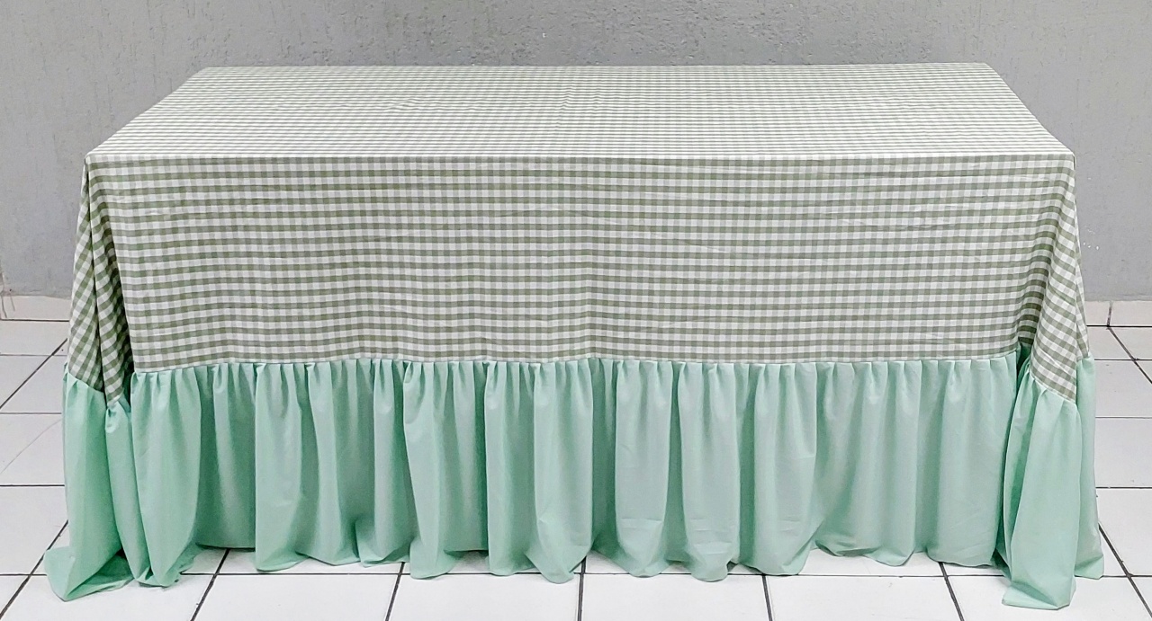 Toalha Decorativa Xadrez Babado Verde Bebê - BBFestasAluguel 