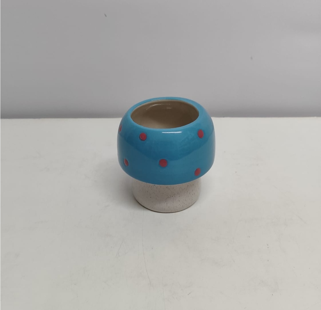 Vaso Cogumelo Azul 12Cm Alt X 12Cm Diametro  - BB Festas Aluguel 