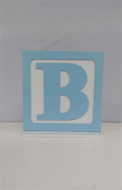 Totem Letra B Azul Claro Em Mdf (Abc) 20Cm X 20Cm - BB Festas Aluguel 