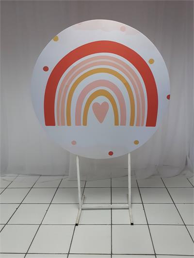 Painel Sublimado Redondo Arco Íris Terroso 1,30Cm - BB Festas Aluguel 