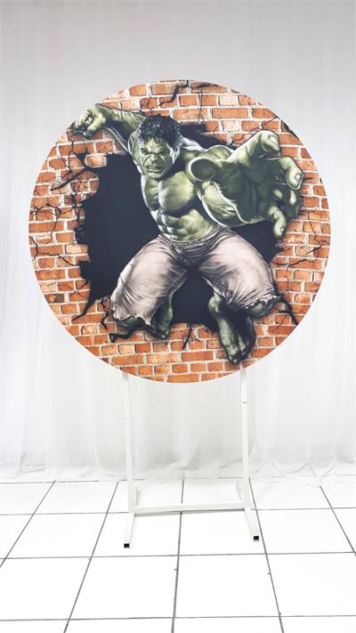 Painel Sublimado Redondo Hulk 1,30Cm - BB Festas Aluguel 