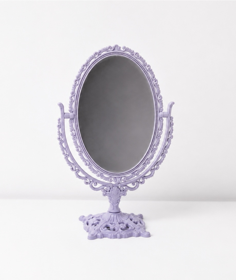 Espelho de Mesa Oval Vintage Lilás - BBFestasAluguel 