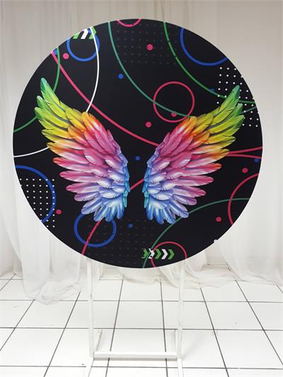 Painel Sublimado Redondo Asa Neon 1,30Cm - BB Festas Aluguel 