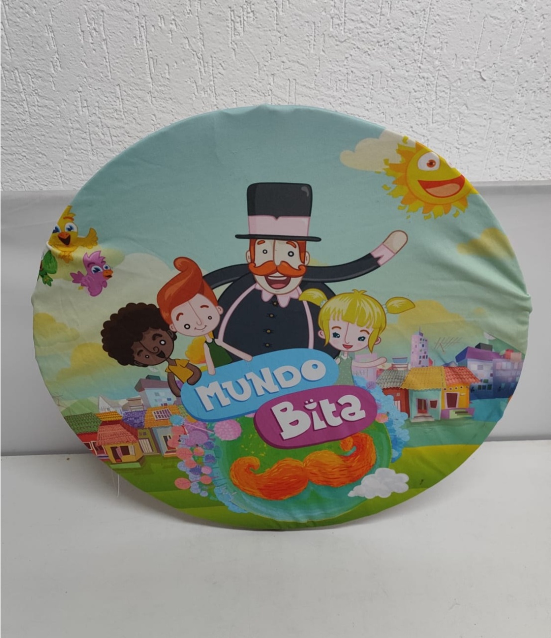 Painel Sublimado Redondo Mundo Bita 3 60Cm - BB Festas Aluguel 