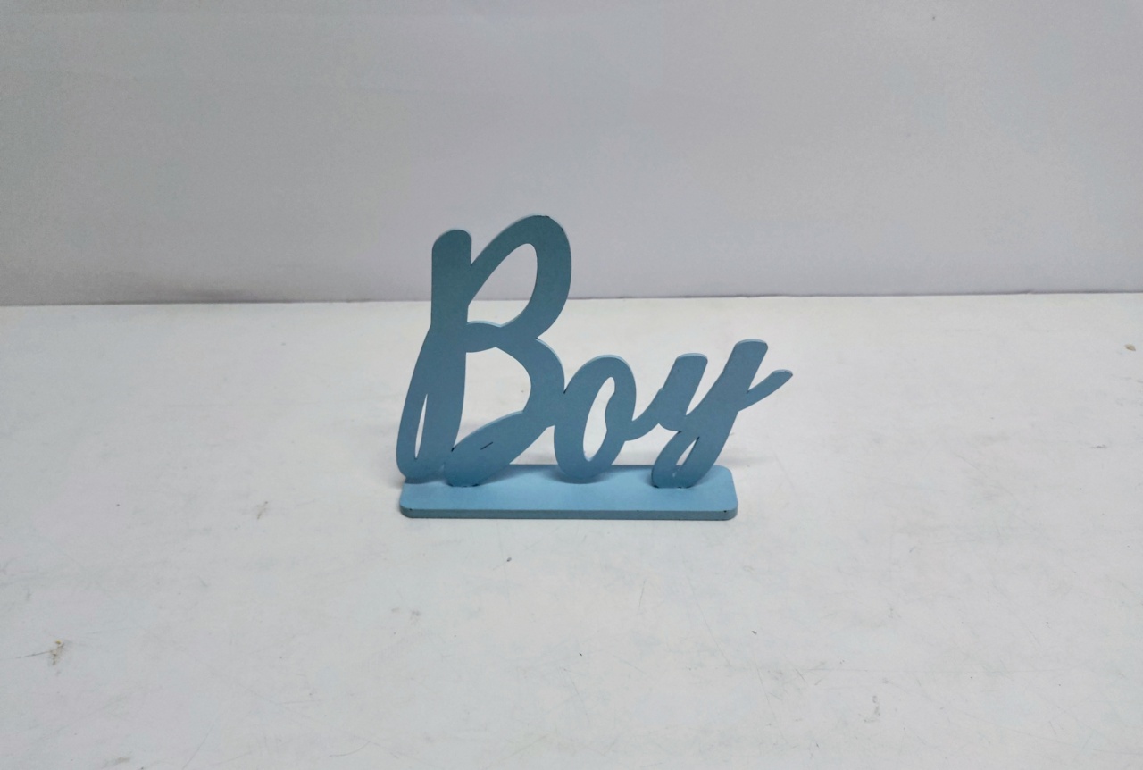 Totem Nome Boy Azul (Chá Baby) 17Cm Alt X 19Cm Larg  - BB Festas Aluguel 