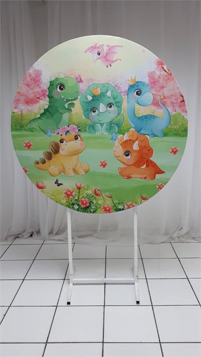 Painel Sublimado Redondo Dinossauros 1,30Cm - BB Festas Aluguel 