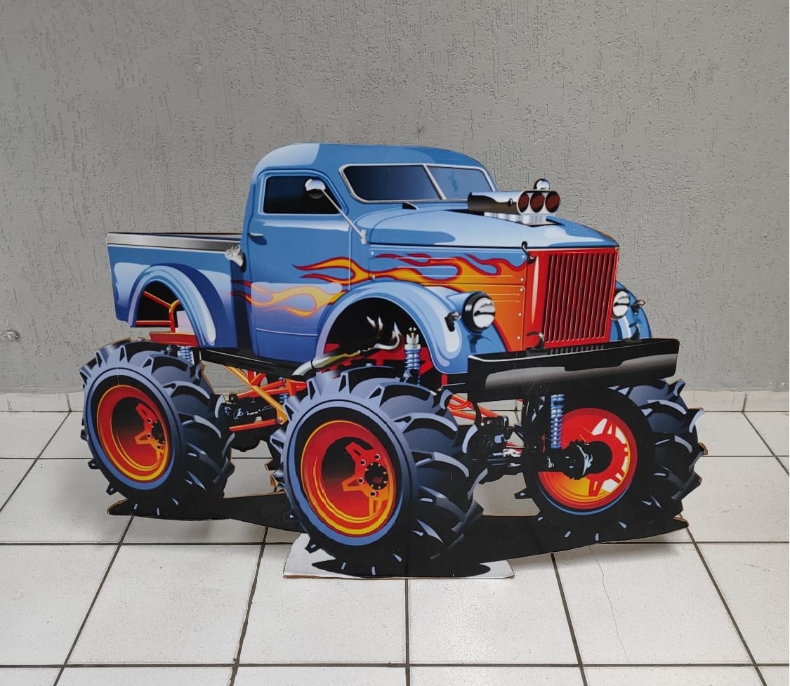 Totem de Chão Caminhão Monstro (Hotwheels) 1M X 1,20M  - BB Festas Aluguel 