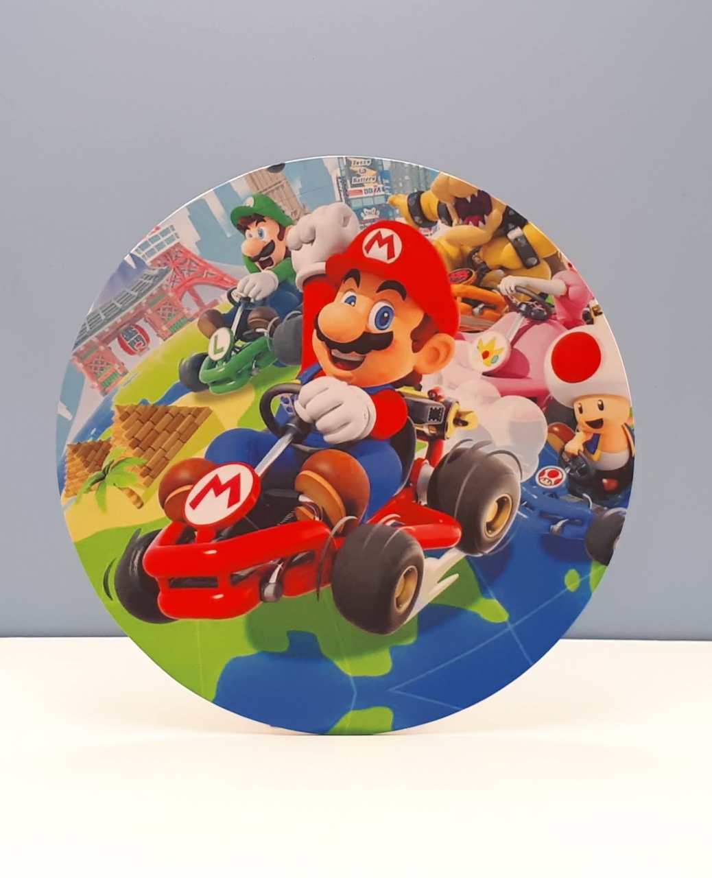Painel Sublimado Redondo Super Mario Kart 60Cm - BBFestasAluguel 