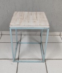 Cubo Vazado P Ferro Azul Claro + Tampo Rústico/Branco 50Cm X 40Cm X 40Cm  - imagem 1