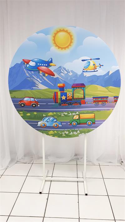 Painel Sublimado Redondo Brinquedos 1,30Cm - BB Festas Aluguel 