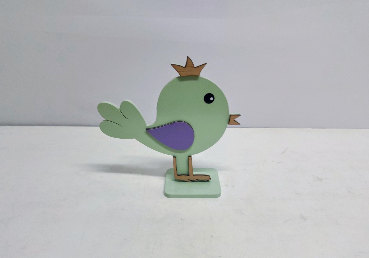 Totem Passarinho Verde 20Cm Alt X 21Cm Larg  - BB Festas Aluguel 
