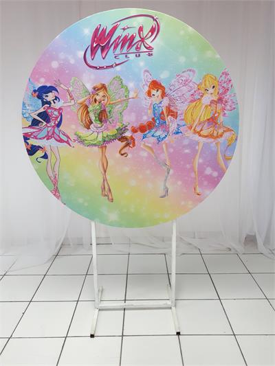 Painel Sublimado Redondo Club das Winx 1,30Cm - BB Festas Aluguel 
