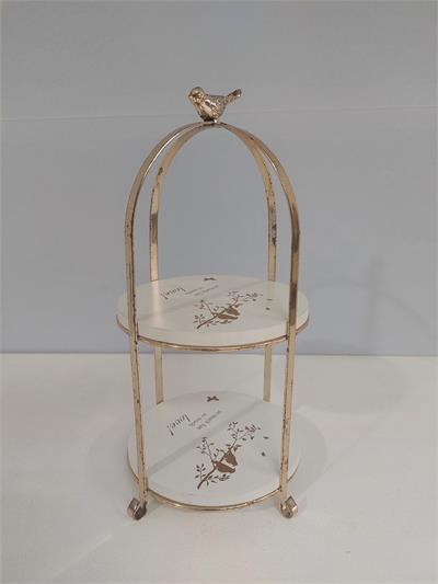 Estante de Mesa Branca Com Dourada Alt 32Cm X 15Cm X 15Cm - BB Festas Aluguel 