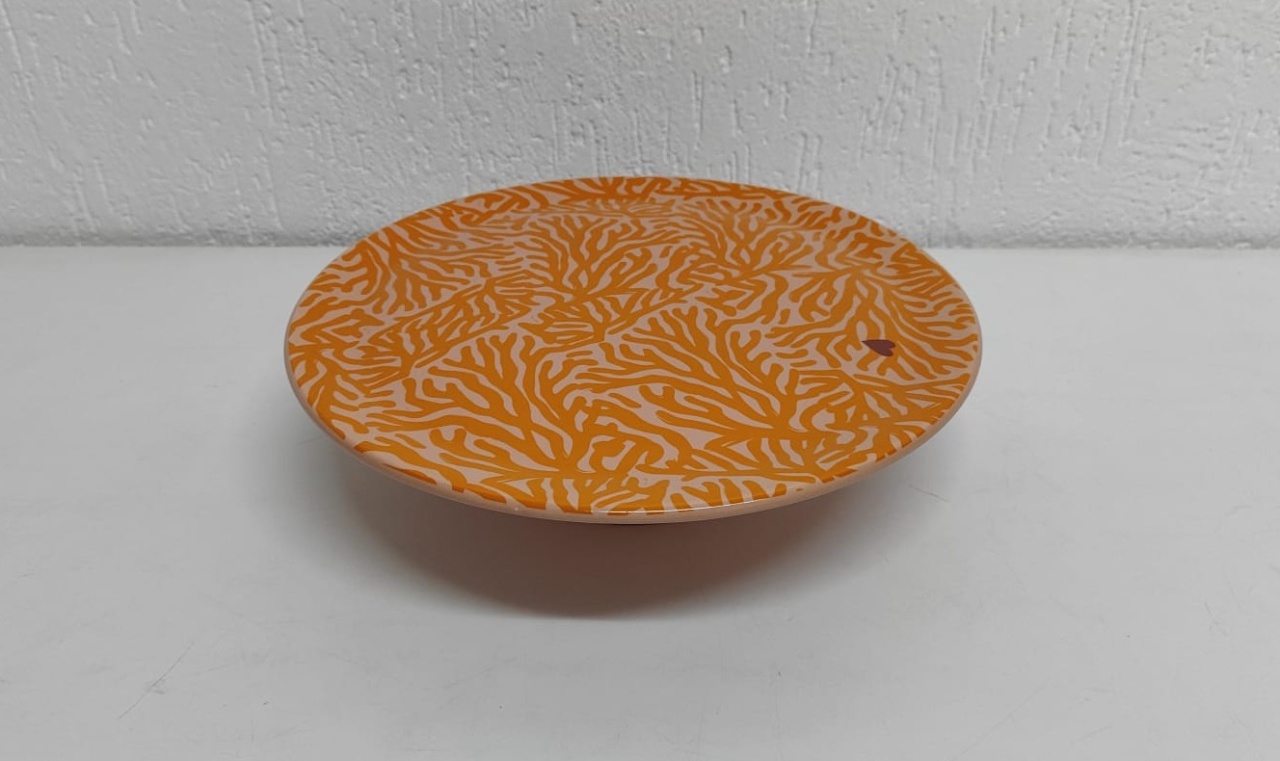 Boleira Baixa Laranja 9Cm Alt X 35Cm Diametro  - BB Festas Aluguel 