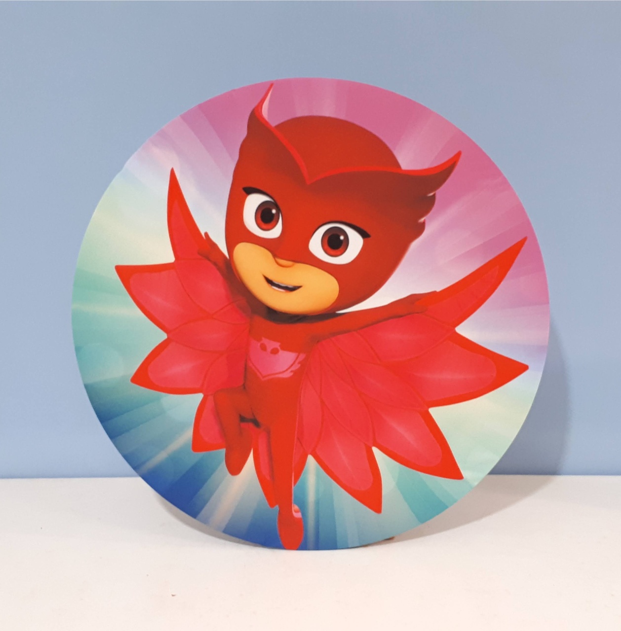 Painel Sublimado Redondo Corujita (Pjmasks) 60Cm - BB Festas Aluguel 