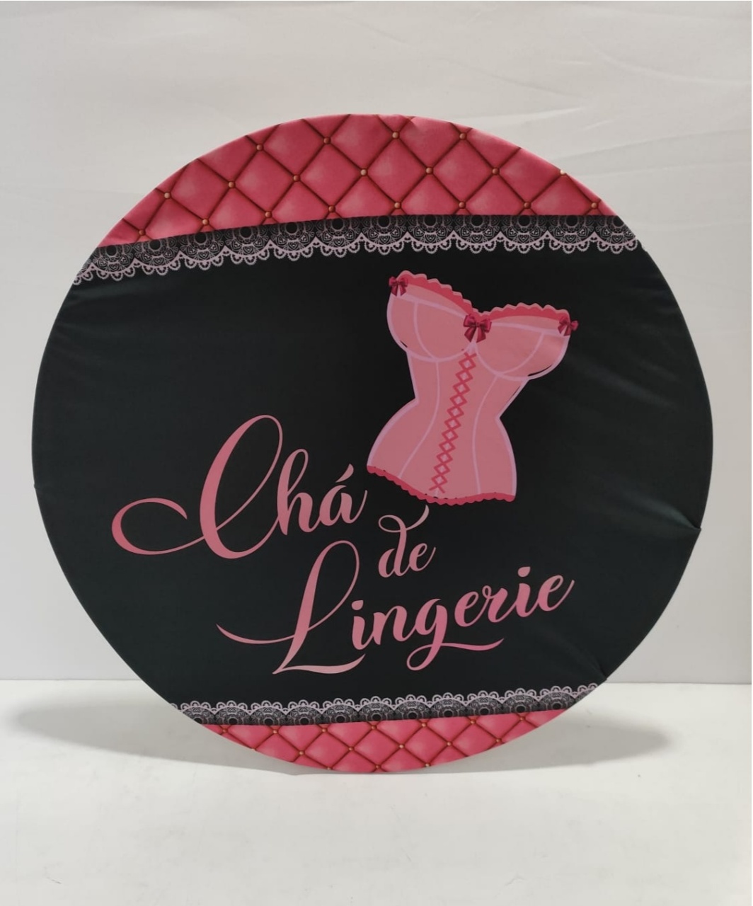 Painel Sublimado Redondo Cha de Lingerie 60Cm - BBFestasAluguel 
