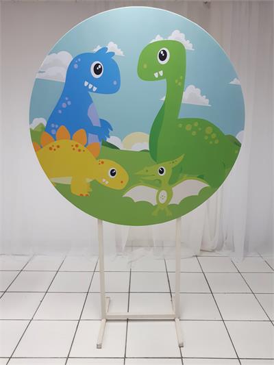 Painel Sublimado Redondo Dinossauros 1,30Cm - BB Festas Aluguel 