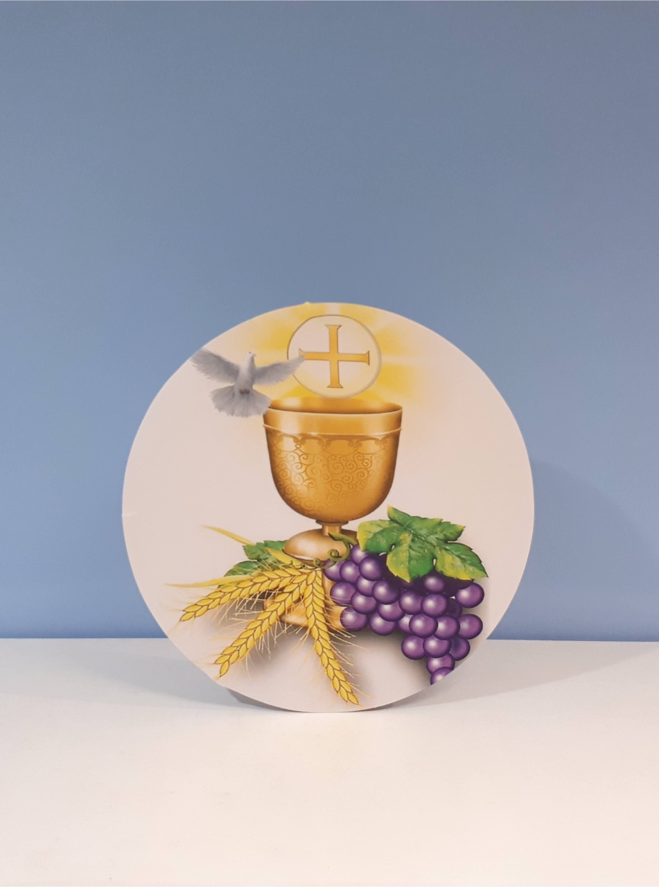 Painel Sublimado Redondo Calice Com Uvas (Eucaristia) 60Cm  - BB Festas Aluguel 