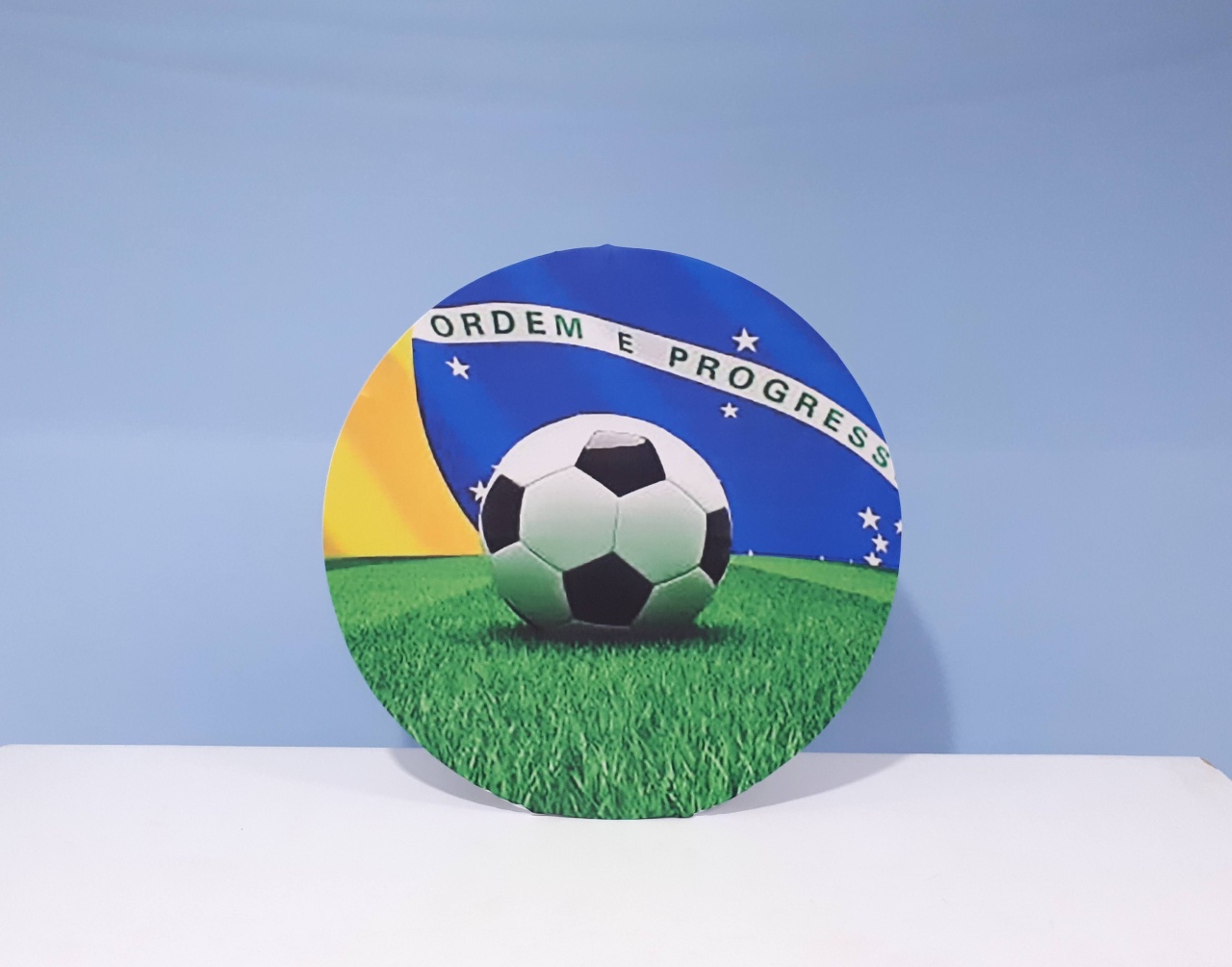 Painel Sublimado Redondo Bola de Futebol Brasil  60Cm  - BB Festas Aluguel 