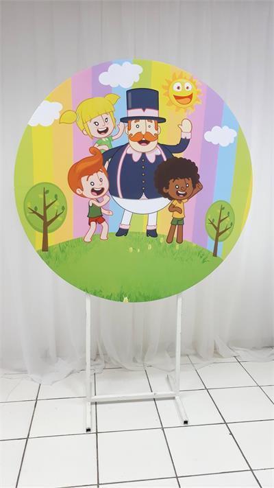 Painel Sublimado Redondo Mundo Bita 1,30Cm - BB Festas Aluguel 
