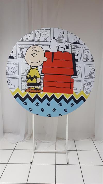 Painel Sublimado Redondo Snoopy 1,30Cm - BB Festas Aluguel 