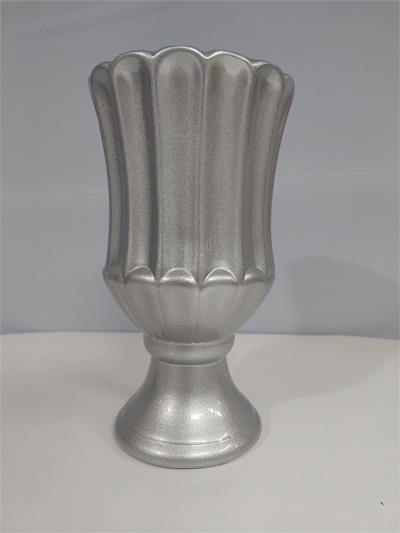 Vaso Canelado Aberto G Prata 31Cm X 17Cm - BB Festas Aluguel 
