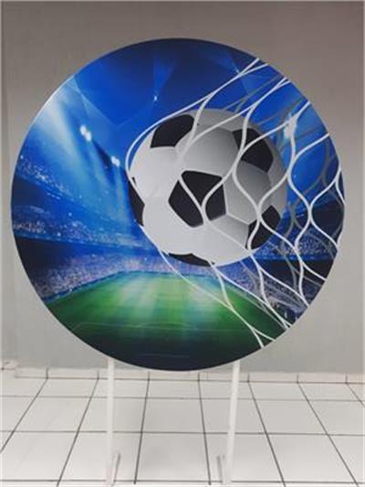 Painel Sublimado Redondo Bola Na Rede Fundo Campo 1,30Cm - BB Festas Aluguel 