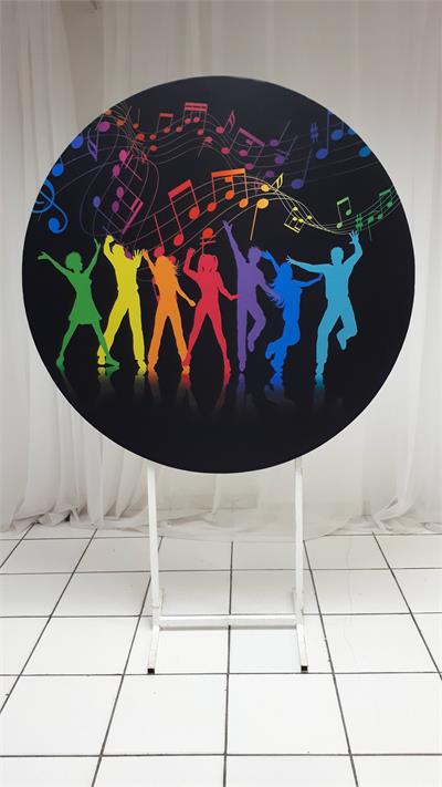 Painel Sublimado Redondo Dança Neon 1,30Cm - BB Festas Aluguel 