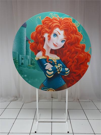Painel Sublimado Redondo Princesa Valente 1,30Cm - BB Festas Aluguel 