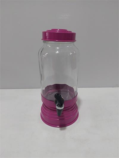 Suqueira Vidro Com Metal Pink 3L 34Cm Alt X 15Cm Diametro - BBFestasAluguel 