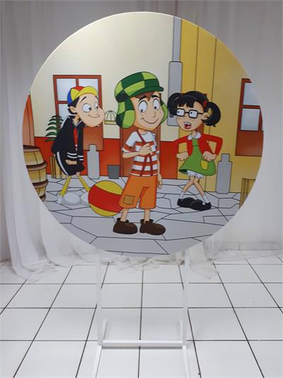 Painel Sublimado Redondo Turma Do Chaves 1,30Cm - BB Festas Aluguel 
