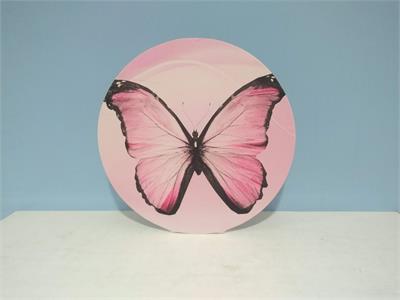 Painel Sublimado Redondo Borboleta Rosa 60Cm - BB Festas Aluguel 