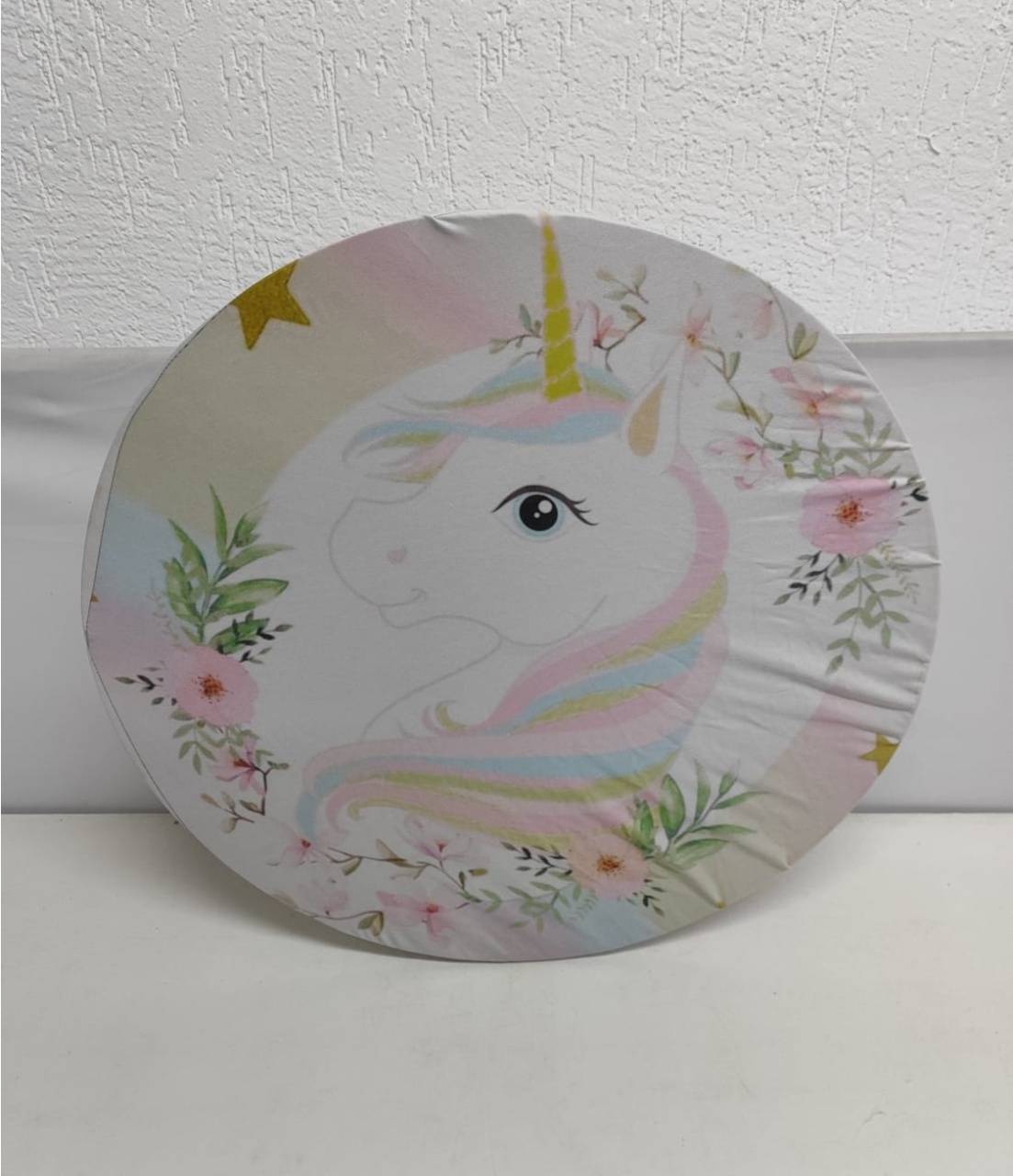 Painel Sublimado Redondo Uncornio 60Cm - BBFestasAluguel 