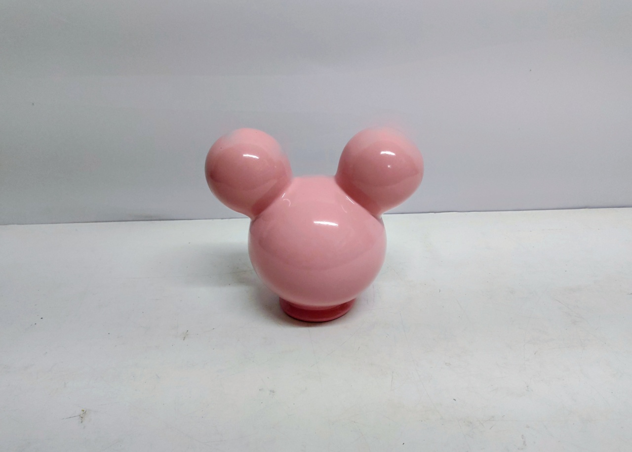 Cabeça Decorativa de Cerâmica Do Mickey Rosa 18Cm Alt X 15Cm Diametro  - BB Festas Aluguel 
