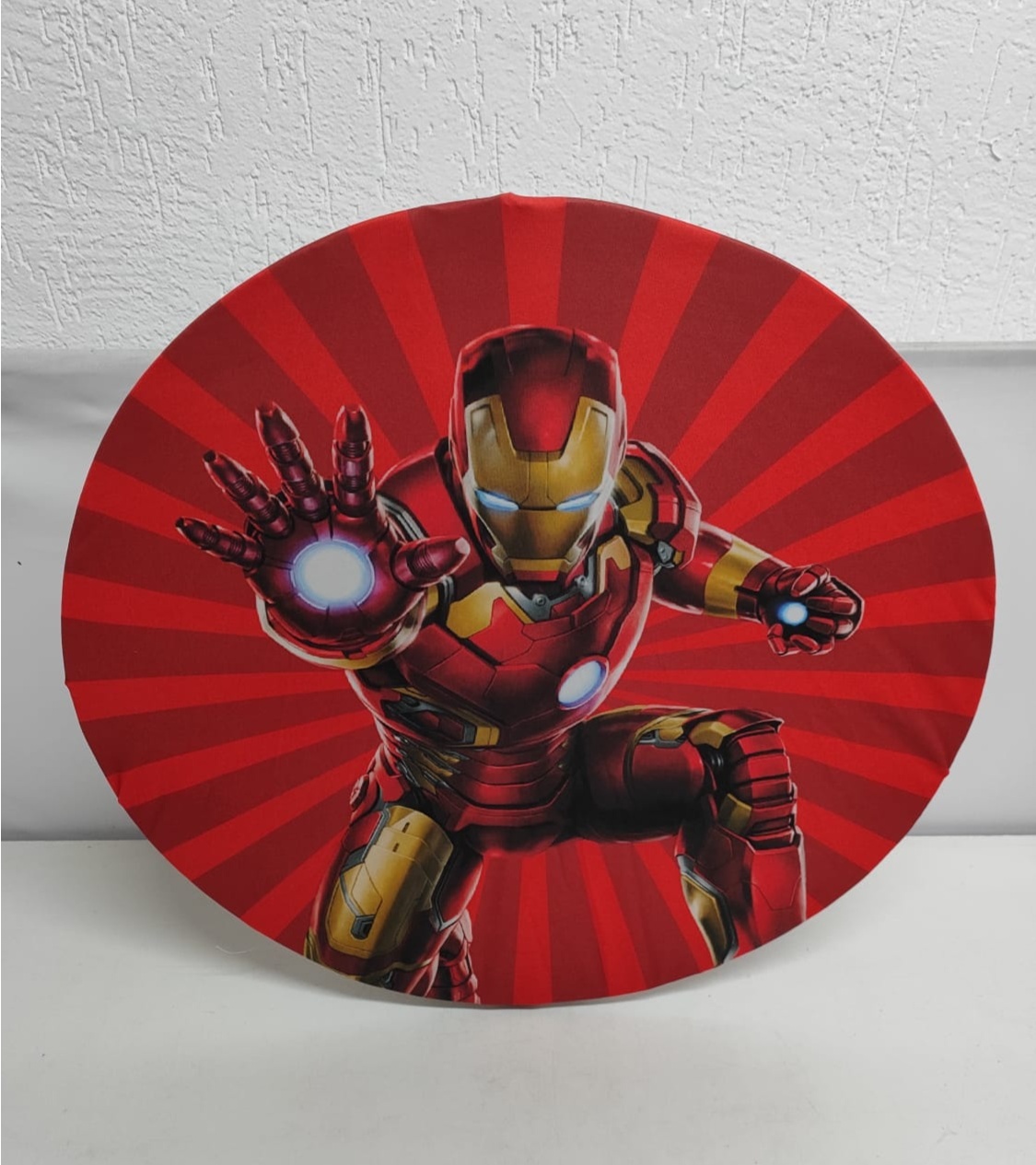 Painel Sublimado Redondo Homem de Ferro 60Cm  - BB Festas Aluguel 