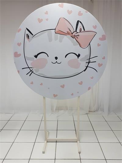 Painel Sublimado Redondo Gatinha 1,30Cm - BB Festas Aluguel 