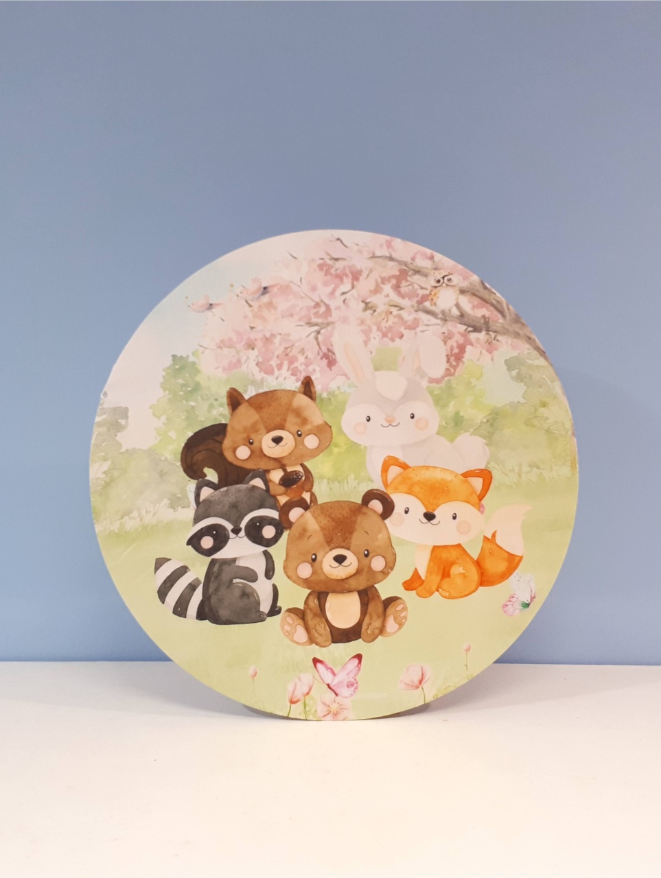 Painel Sublimado Redondo Bosque Encantado 60Cm   - BB Festas Aluguel 