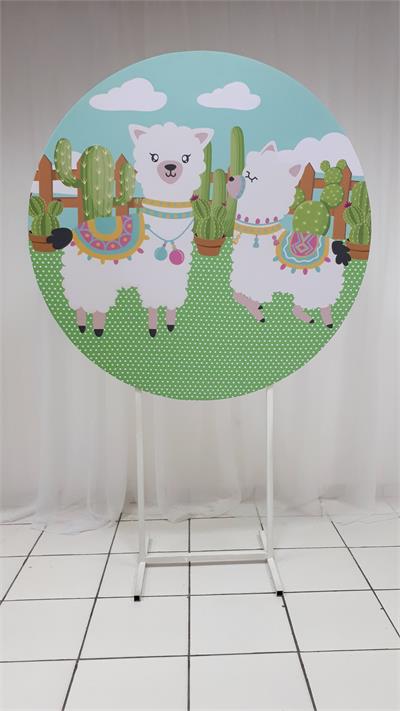 Painel Sublimado Redondo Lhamas 1,30Cm - BB Festas Aluguel 