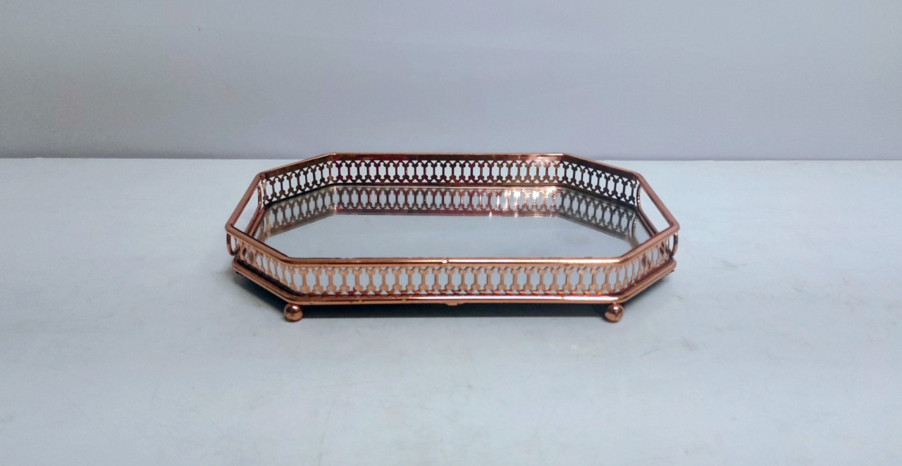 Bandeja Espelhada Rosê 4Cm Alt X 20Cm Larg X 30Cm Comp  - BB Festas Aluguel 
