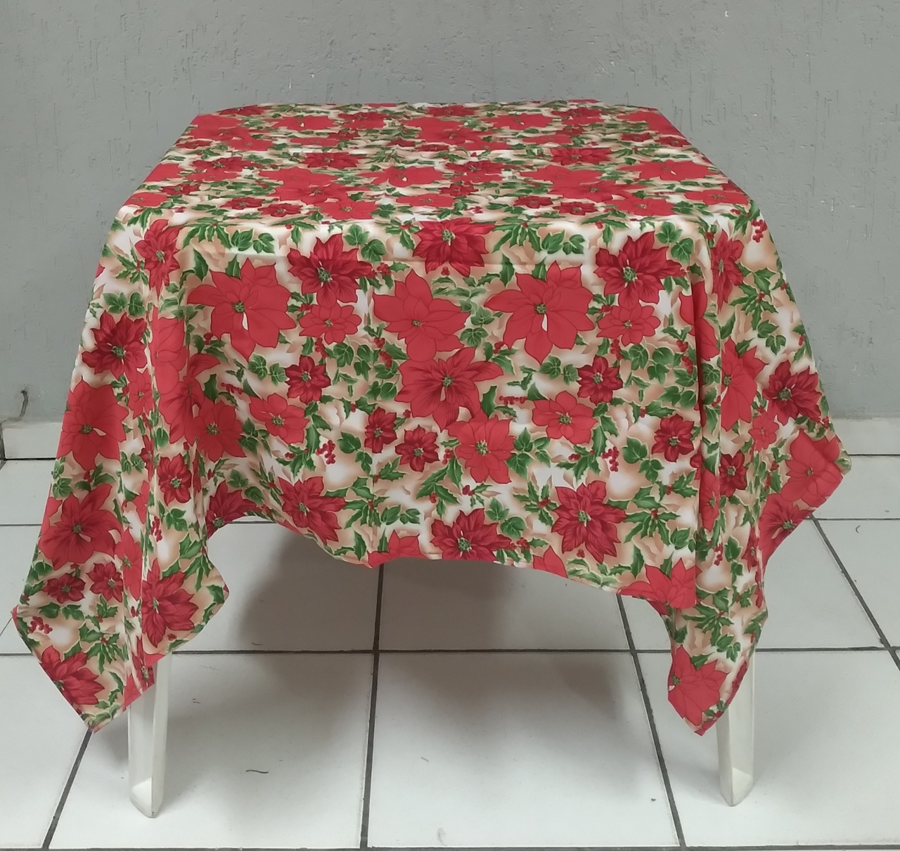 Tampo Natalino Florido Vermelho - BBFestasAluguel 