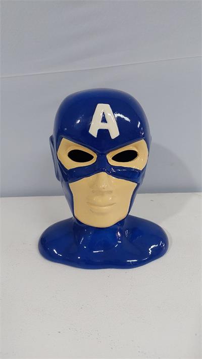 Cabeça Capitão América Luminaria Louça (Herois) 25Cm X 22Cm - BB Festas Aluguel 