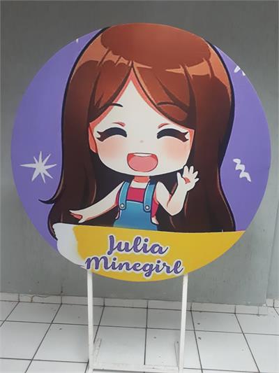 Painel Sublimado Redondo Julia Minegirl 1,30Cm - BB Festas Aluguel 