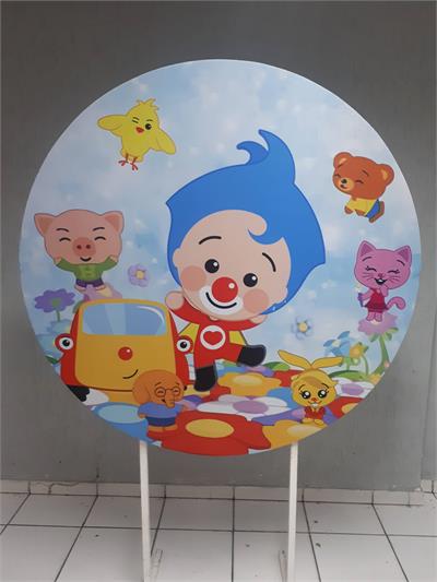 Painel Sublimado Redondo Palhacinho Animado 1,30Cm - BB Festas Aluguel 