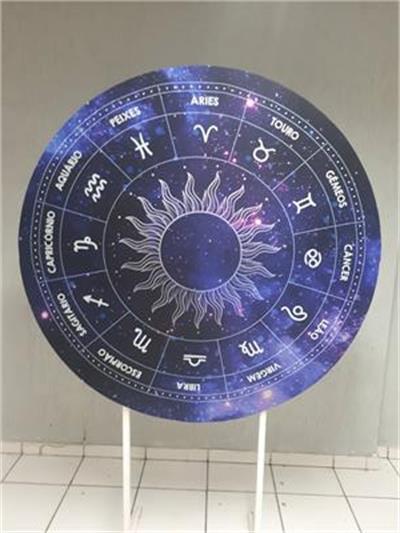 Painel Sublimado Redondo Wandinha Zodiaco 1,30Cm - BB Festas Aluguel 