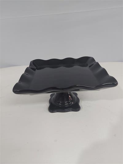 Porta Doce Quadrado Babado/M Preto 10Cm Alt X 20Cm Diametro - BB Festas Aluguel 